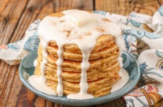 Carrot Cake Pancakes with Cream Cheese Syrup